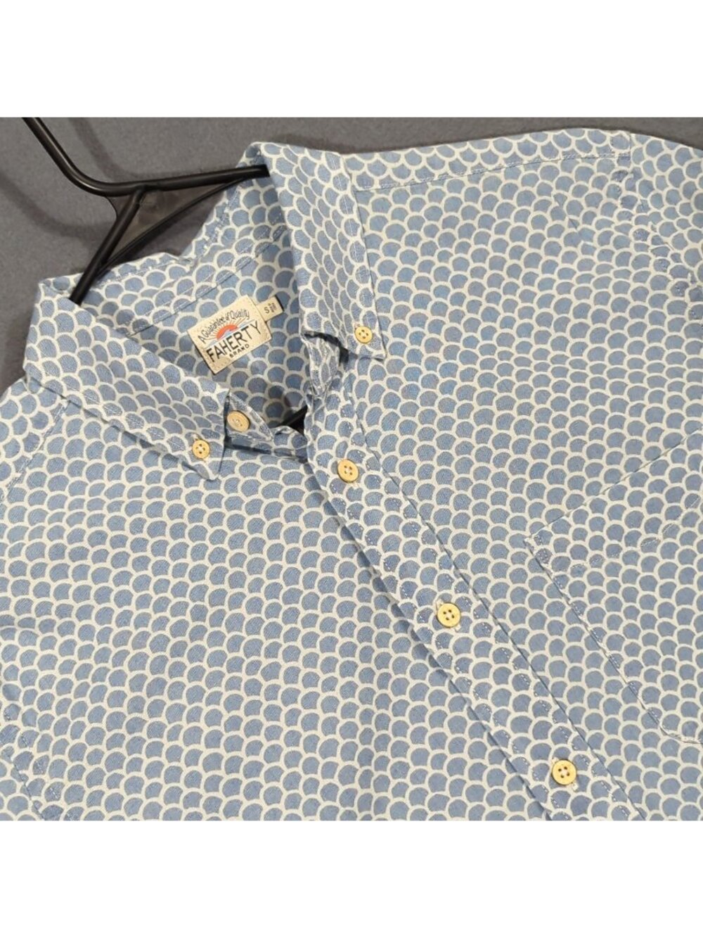 Faherty Shirt Men S Blue Fishscale Redux Short Sleeve Breeze
